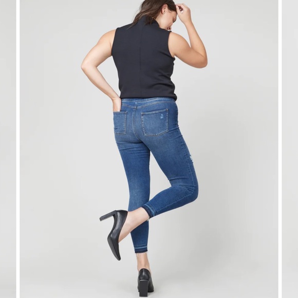 Distressed Ankle Skinny Jeans, Medium Wash - Picture 14 of 14